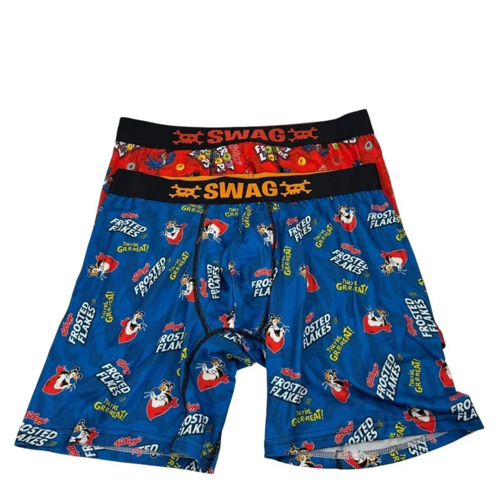 Swag NWOT 2 Pack Boxer Briefs Kellogg's Men XL Red Blue Stretch Comfort Novelty